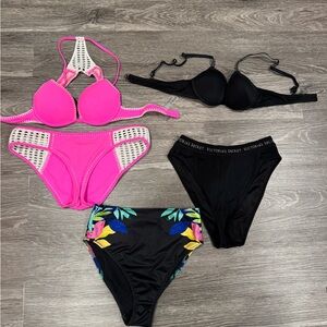 Victoria's Secret Pink and Black Bikini Collection 5 Count Set